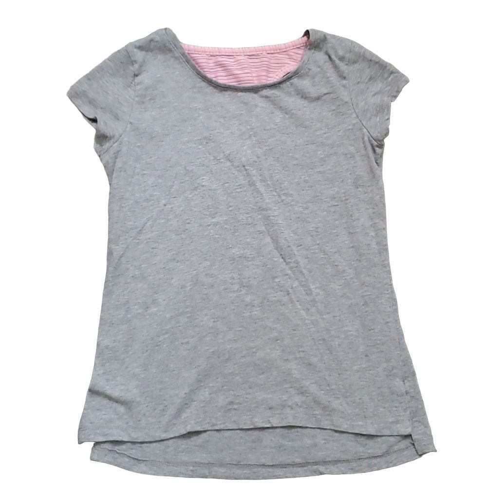 Members Mark Active Girls Size 10/12 Gray Pink Faux Tank Shirt Top